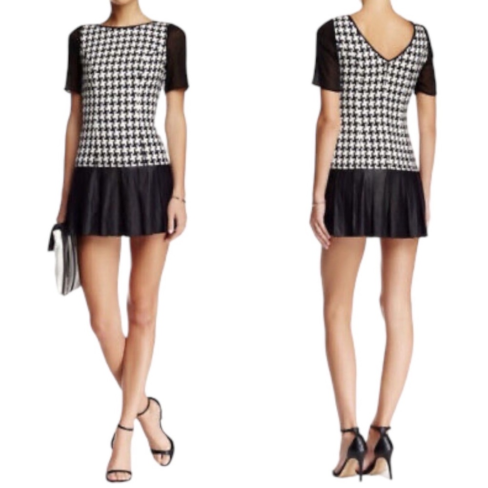 Bcbg Generation Houndstooth Mini Ruffle Dress Siz… - image 2